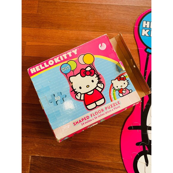 HELLO KITTY Shaped Floor Puzzle 50 piece 24" x 36" Complete - Picture 4 of 9